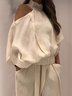Blouses Femmes Décontracté Plain Printemps / Automne Attaché au Cou Aucune élasticité Quotidien Coton Et Lin Régulier Régulier