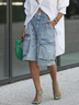 Toile de Jean Shorts Plain Été Urbain Naturel Léger Micro-élasticité Ample Shorts Droit pour Femmes