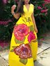 Robes Floral Été Élégant Polyester Aucune élasticité Mariage Sans Manches Top Débardeur Régulier pour Femmes