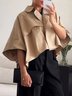 Blouses Plain Été Urbain Micro-élasticité Ample Demi Manche Régulier Droit Régulier pour Femmes