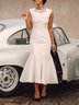 Robes Femmes Plain Été Élégant Polyester Taille Haute Mariage Mi-longue Ligne X Régulier