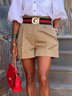 Shorts Décontracté Plain Été Polyester Taille Haute Quotidien Coupe Régulière Droit Régulier pour Femmes