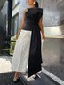 Combinaisons Bloc de Couleur Été Élégant Polyester Sans Bretelles Mariage Pantalon à la cheville Ligne X Régulier pour Femmes