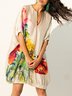 Robes Femmes Floral Été Vacances Col V Naturel Micro-élasticité Mini Régulier Non