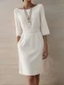Robes Plain Été Élégant Polyester Quotidien Coupe Régulière Court Manches trois quarts Non pour Femmes