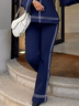 Pantalons Bloc de Couleur Printemps / Automne Urbain Coupe Régulière Faire la navette Pantalon droit Droit Régulier Poche Couture pour Femmes