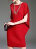 Robes Plain Été Élégant Naturel Ample Sans Manches Col Rond à Manches de Raglan Régulier pour Femmes