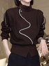 Sweat-shirts Femmes Décontracté Bloc de Couleur Printemps / Automne Polyester Col Montant Micro-élasticité Manches Longues Régulier Manches régulières