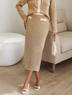 Jupes Géométrique Été Élégant Taille Haute Quotidien Coupe Régulière Mi-longue Fil/fil de laine Régulier pour Femmes