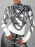 T-shirts Printemps / Automne impression en 3D Urbain à Haute Élasticité Serré Régulier Régulier Faux Col Manches régulières pour Femmes