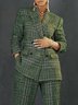 Blazers Printemps / Automne Plaid Urbain Aucune élasticité Quotidien Coupe Régulière Manches Longues Régulier Poche Couture pour Femmes