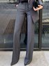 Pantalons Femmes Plain Printemps / Automne Urbain Polyester Naturel Coupe Régulière Long Droit Régulier