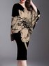 Robes Femmes Floral Printemps / Automne Élégant Manche Dolman Naturel Micro-élasticité Manches trois quarts O-Ligne Non