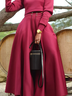 Jupes Décontracté Plain Printemps / Automne Quotidien Maxi parapluie Trapèze Élasticité moyenne Poche Couture pour Femmes