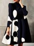 Robes Pois Polka Décontracté Printemps / Automne Quotidien Ample Manches Longues Trapèze Poche Couture Non pour Femmes