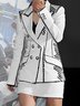 Blazers Printemps / Automne Urbain Abstrait Rayé Aucune élasticité Coupe Régulière à Col Revers Régulier Régulier Manches régulières pour Femmes