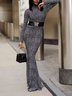 Robes Femmes Pied-de-poule Printemps / Automne Urbain Col Roulé Collant Élasticité moyenne Robe moulante Non Ceinture Bal