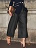 Mode Pantalons Plain Printemps / Automne Urbain Coupe Régulière Faire la navette Taille Élastique Pantalon à la cheville Pantalons à Jambe Large Droit pour Femmes