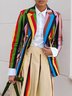 Blazers Femmes Rayé Printemps / Automne Urbain Polyester Taille Haute Manches Longues Ligne X Régulier ensemble