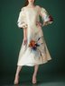 Robes Femmes Floral Été Élégant Aucune élasticité Quotidien Ample Mi-longue Demi Manche Col Rond