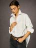 Chemises Femmes Plain Printemps / Automne Urbain Coton Aucune élasticité Manches Longues Régulier Col de Chemise Poche Couture
