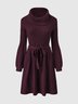 Robes Élégant Unicolore Automne Mi-longue-Poids Micro-Élasticité Quotidien Laine/Tricot Mi-longue-Long A-ligne pour Femmes