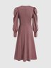 Élégant Coupe Régulière Plain Robe Mi-Longue